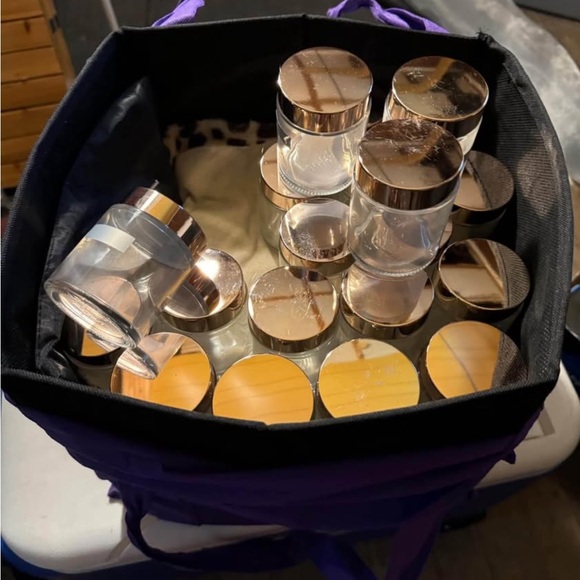 Set of Clear and Gold Cosmetic Jars